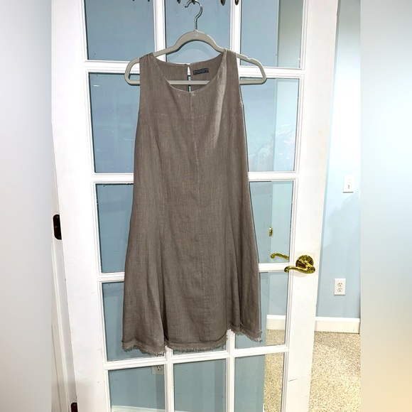 Piazza Del Tempio Italy 100% Linen Sleeveless Raw Hem Dress size S - Picture 1 of 10